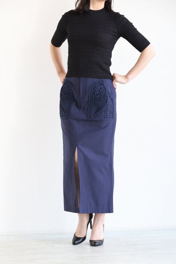 Mame Kurogouchi(マメ) Cording Embroidered Nep-Cotton Skirt