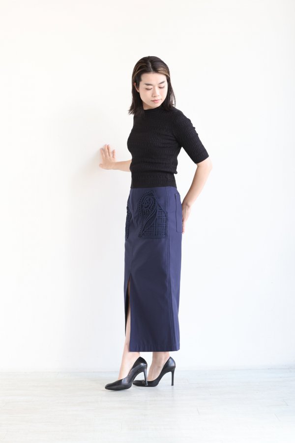 Mame Kurogouchi(マメ) Cording Embroidered Nep-Cotton Skirt ...