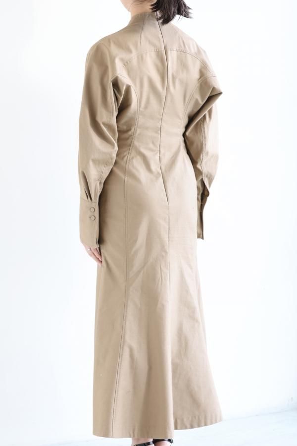 Mame Kurogouchi(マメ) Military Cotton Deep Neck Dress - YAMAROKU ...