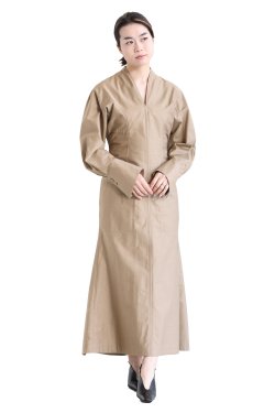 Mame Kurogouchi(マメ) Military Cotton Deep Neck Dress