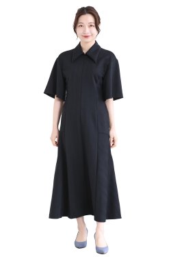 Mame Kurogouchi(マメ) Double-Layer Stripe Jersey Dress  BLACK