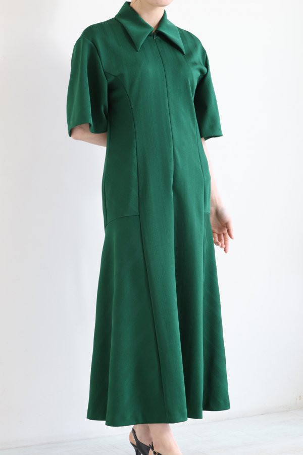 Mame Kurogouchi(マメ) Double-Layer Stripe Jersey Dress GREEN - YAMAROKU（ヤマロク）  オンラインストア