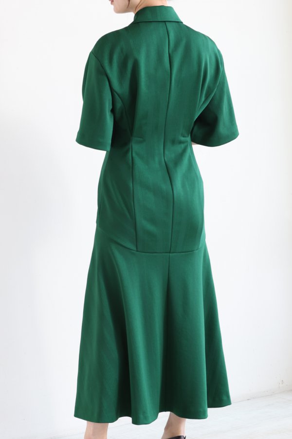 Mame Kurogouchi(マメ) Double-Layer Stripe Jersey Dress GREEN ...