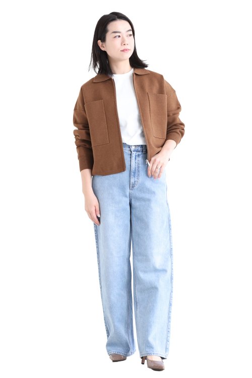 Theory(セオリー) COTTON WOOL CROPPED ZIP UP CAMEL - YAMAROKU