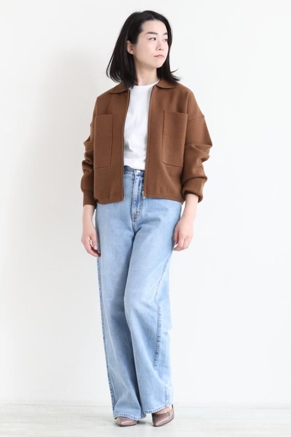 Theory(セオリー) COTTON WOOL CROPPED ZIP UP CAMEL - YAMAROKU