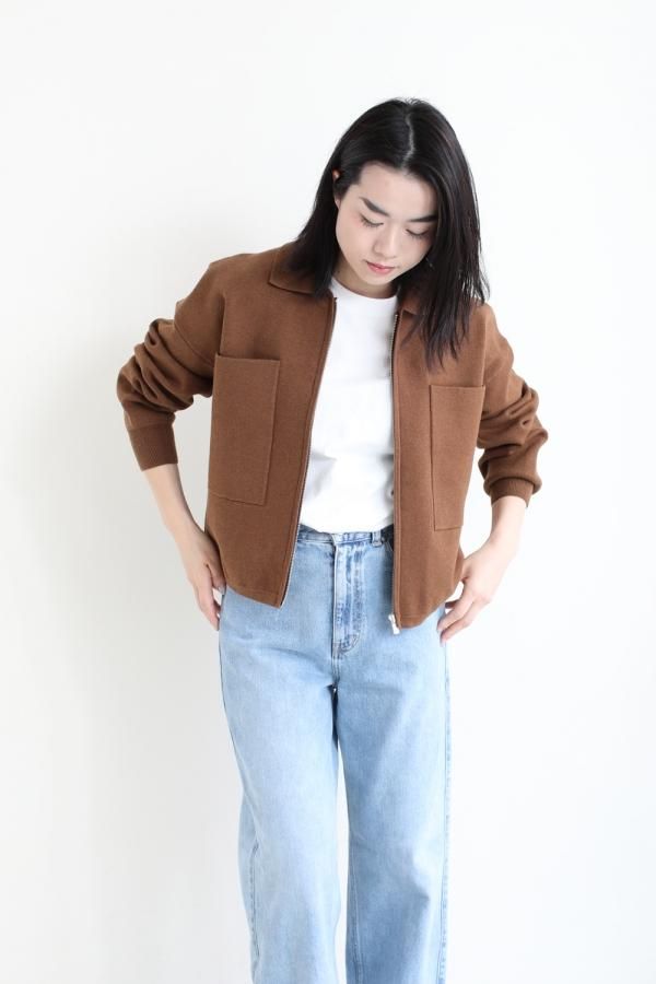 Theory(セオリー) COTTON WOOL CROPPED ZIP UP CAMEL - YAMAROKU