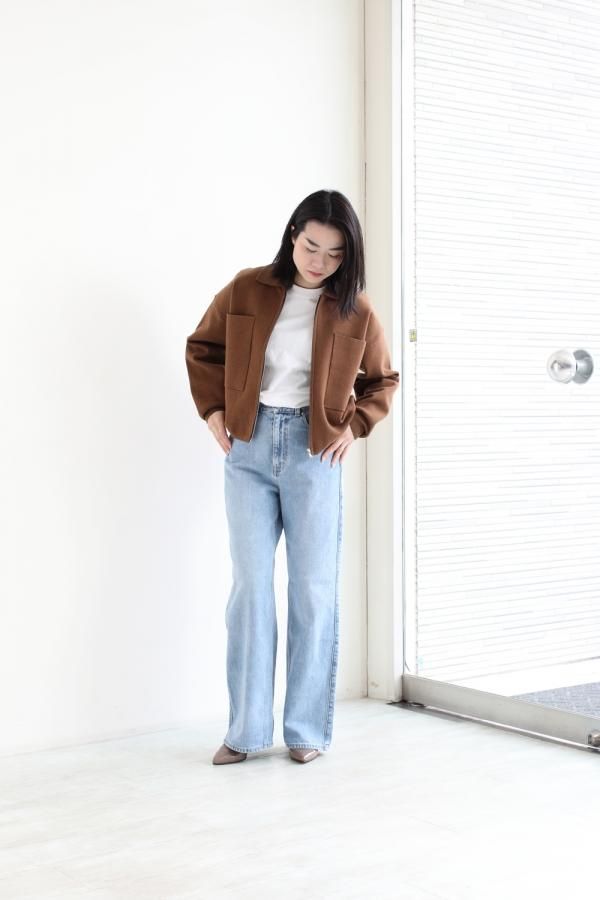 Theory(セオリー) COTTON WOOL CROPPED ZIP UP CAMEL - YAMAROKU