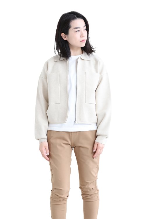 Theory(セオリー) COTTON WOOL CROPPED ZIP UP ECRU HEATHER