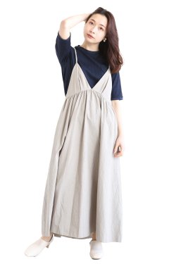 unfil(アンフィル) chambray weather-cloth camisole dress  light taupe