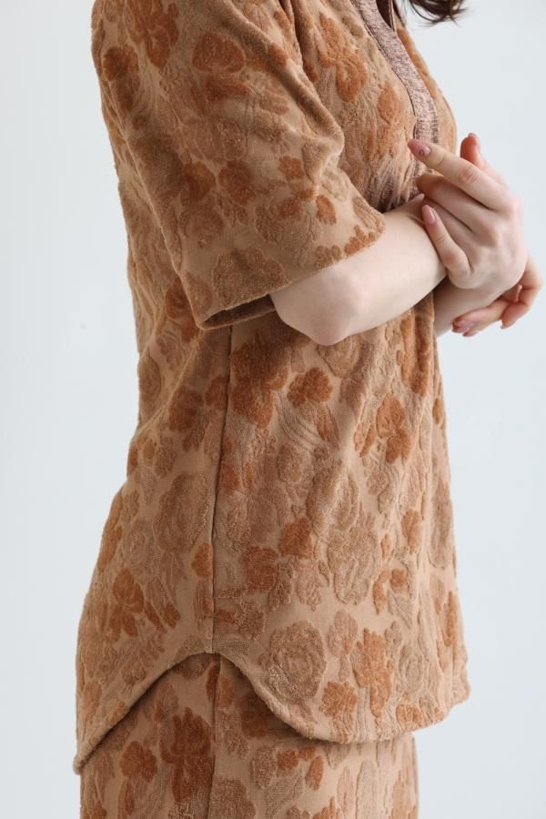 Mame Kurogouchi(マメ) Flowered Velour Jacquard Polo Shirt Mame Kurogouchi(マメ) Flowered Velour Jacquard Polo Shirt