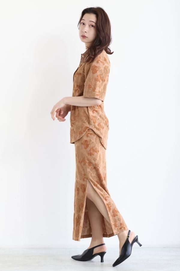 Mame Kurogouchi(マメ) Flowered Velour Jacquard Polo Shirt