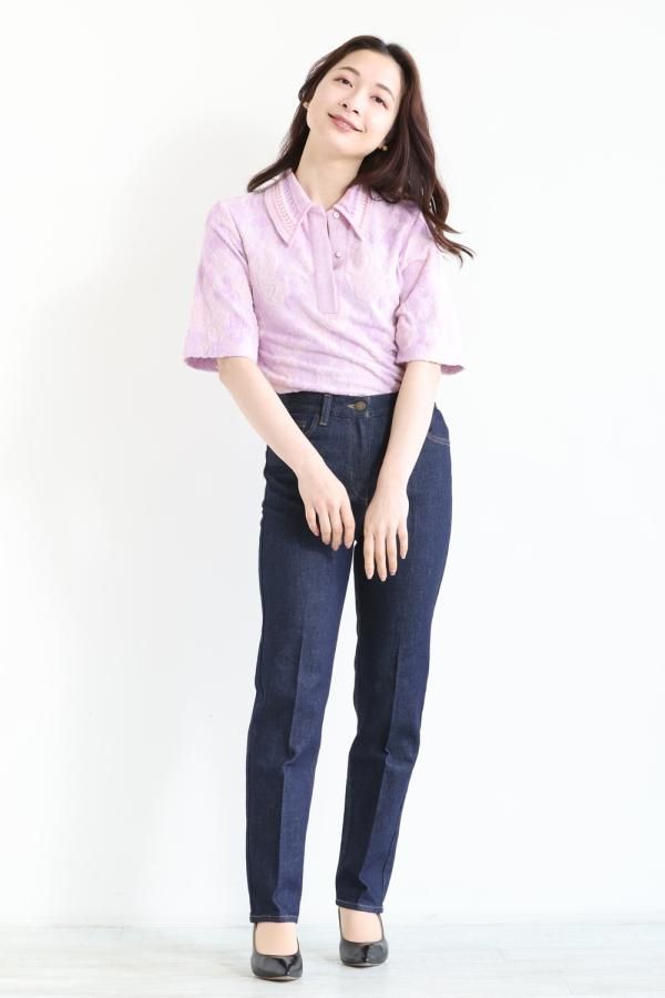 Mame Kurogouchi(マメ) Flowered Velour Jacquard Polo Shirt