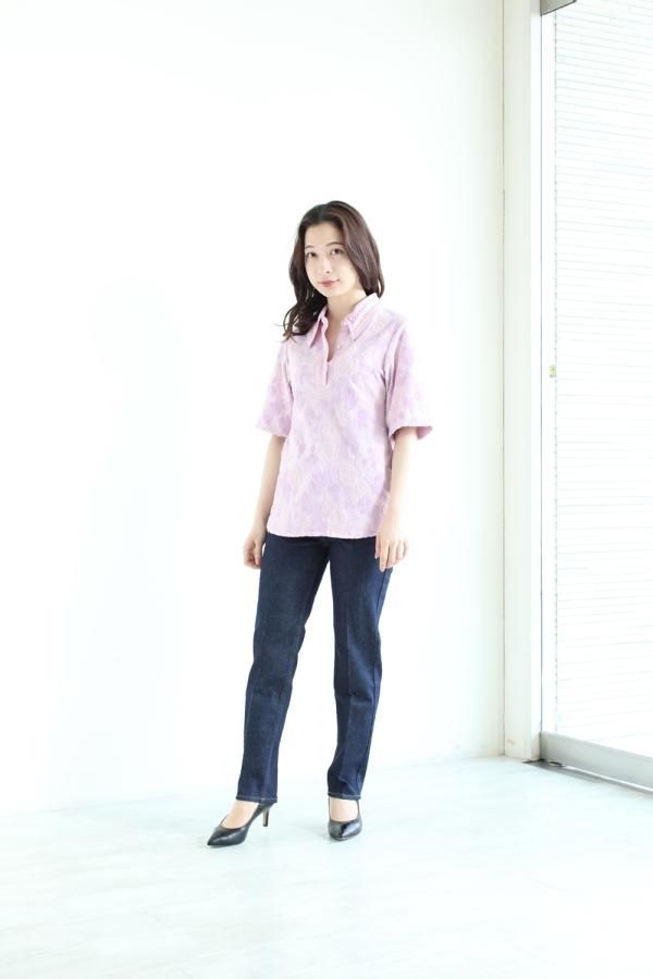 Mame Kurogouchi(マメ) Flowered Velour Jacquard Polo Shirt