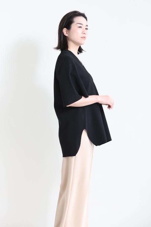 Mame Kurogouchi(マメ) Milano Ribbed V-Neck Top BLACK - YAMAROKU 