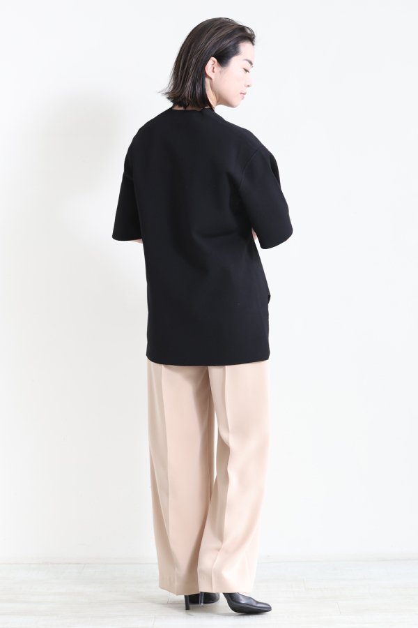 Mame Kurogouchi(マメ) Milano Ribbed V-Neck Top BLACK - YAMAROKU 