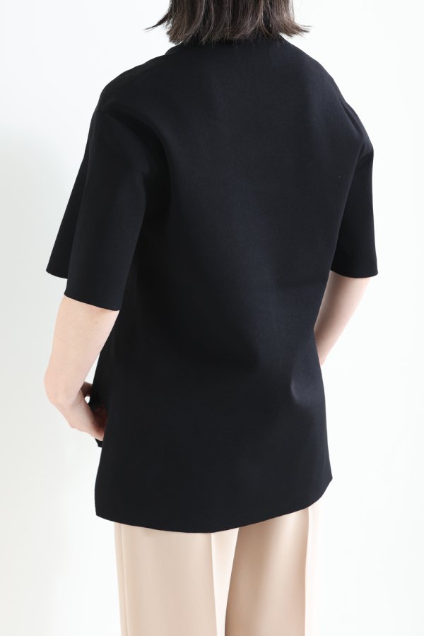 Mame Kurogouchi(マメ) Milano Ribbed V-Neck Top BLACK - YAMAROKU 