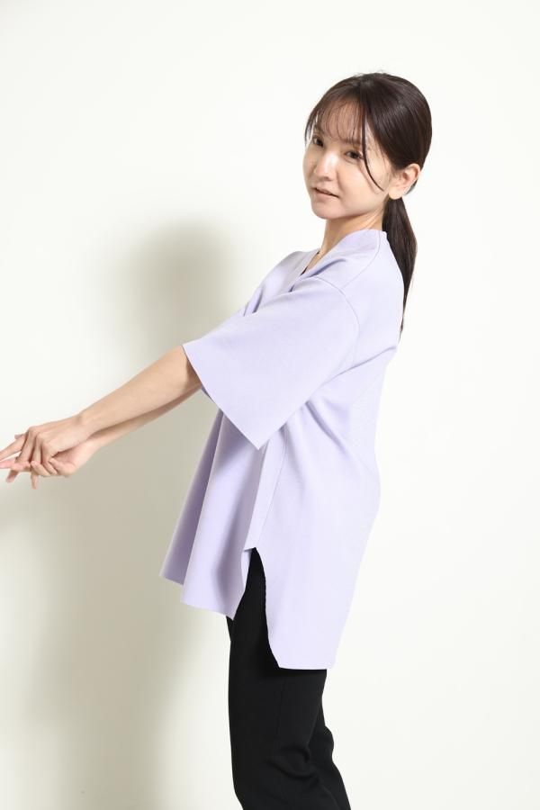 Mame Kurogouchi(マメ) Milano Ribbed V-Neck Top PURPLE - YAMAROKU