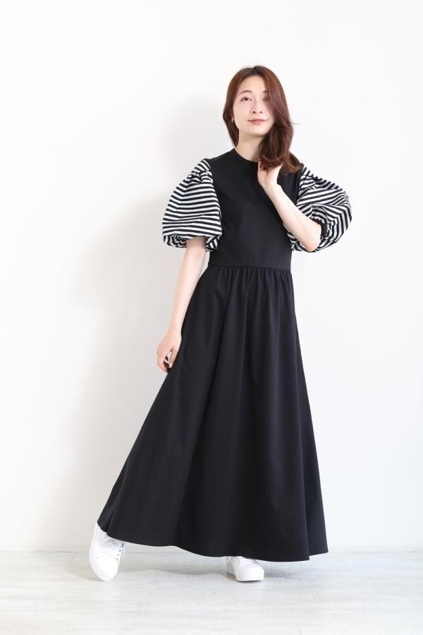 BORDERS at BALCONY(ボーダーズアットバルコニー) PUFF SLEEVE TEE DRESS - YAMAROKU（ヤマロク）  オンラインストア