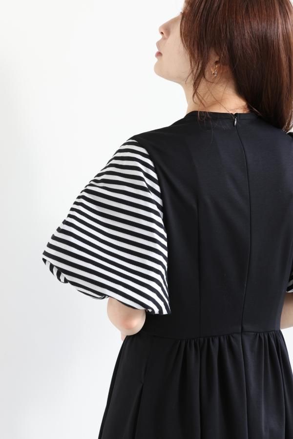 BORDERS at BALCONY(ボーダーズアットバルコニー) PUFF SLEEVE TEE DRESS - YAMAROKU（ヤマロク）  オンラインストア