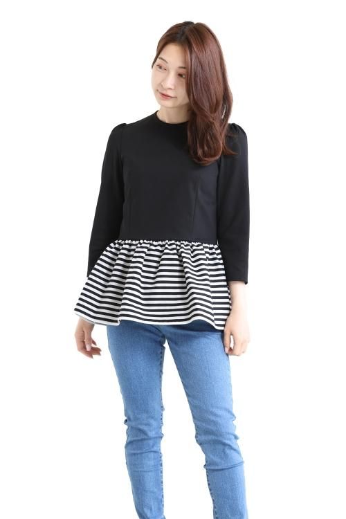 タグ付きボーダーズアットバルコニー　PEPLUM LONG SLEEVE 38