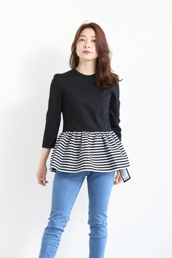 BORDERS at BALCONY(ボーダーズアットバルコニー) PEPLUM LONG SLEEVE