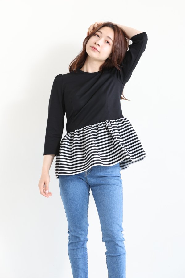 BORDERS at BALCONY(ボーダーズアットバルコニー) PEPLUM LONG SLEEVE 