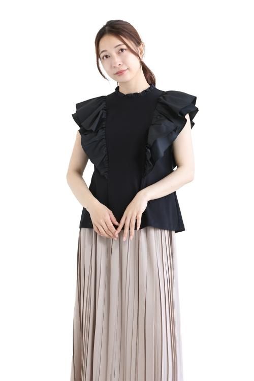 大割引 SONO(ソーノ) フリルショルダーハミングカットブラウス シャツ+ブラウス(半袖+袖なし)