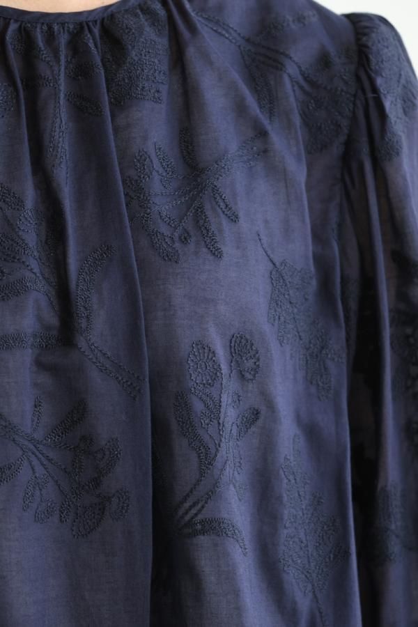 MUVEIL(ミュベール) 刺繍レースブラウス navy - YAMAROKU