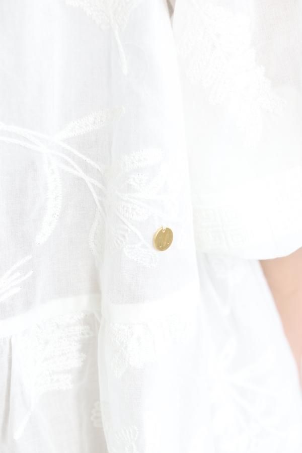 MUVEIL(ミュベール) 刺繍レースブラウス ecru - YAMAROKU