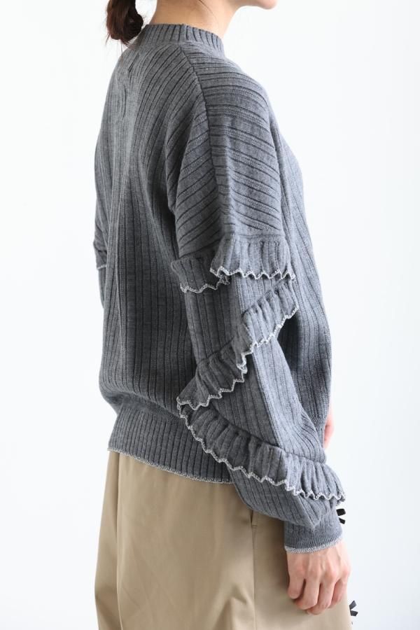 MUVEIL WORK - 美品☆ MUVEIL 17SS ニットフリルカットソー グレー ミュベール 8b0cd69c7d127522b1b76accbfaddc