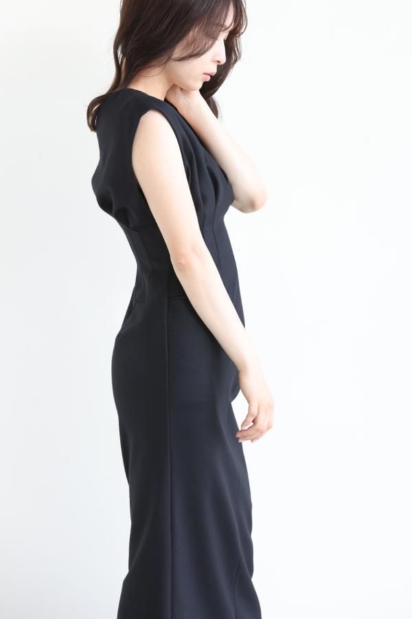 Mame Kurogouchi(マメ) V-Neck Tucked Wool Dress - YAMAROKU