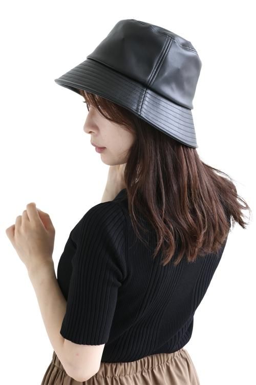 elendeek ハット ELENDEEK(エレンディーク) FAKE LEATHER BUCKET HAT - YAMAROKU