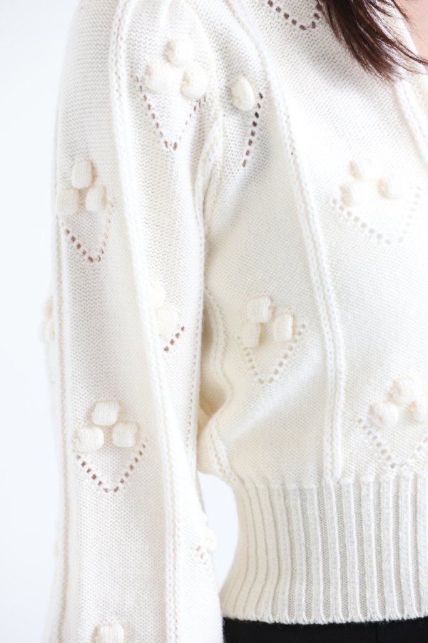 Mame Kurogouchi(マメ) Bubble Pattern Cropped Knitted Cardigan