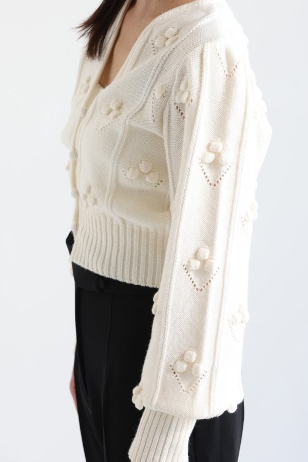 Mame Kurogouchi(マメ) Bubble Pattern Cropped Knitted Cardigan 