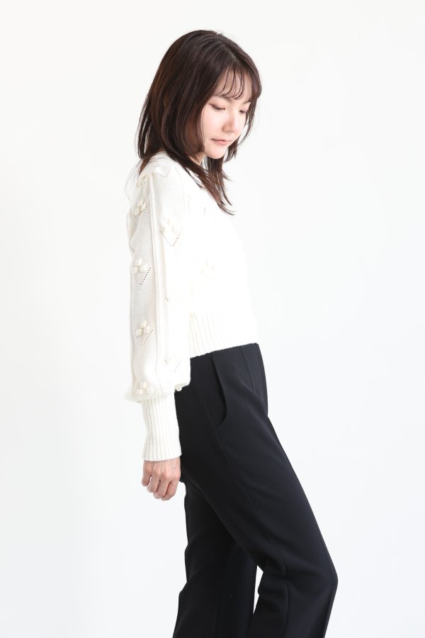 Mame Kurogouchi(マメ) Bubble Pattern Cropped Knitted Cardigan