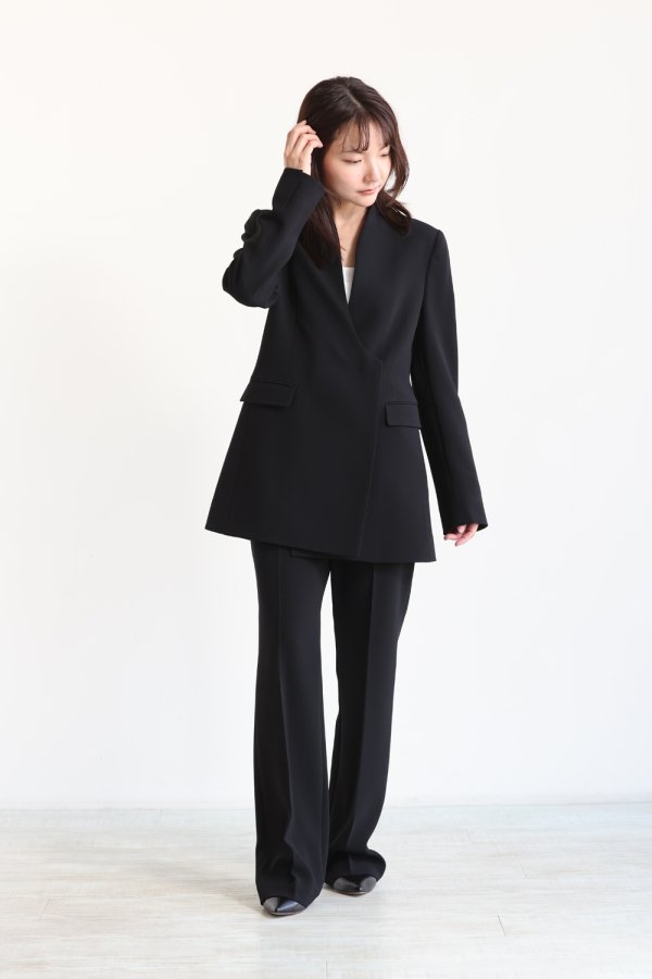 Collarless Double Breasted Suit Jacket - ノーカラージャケット