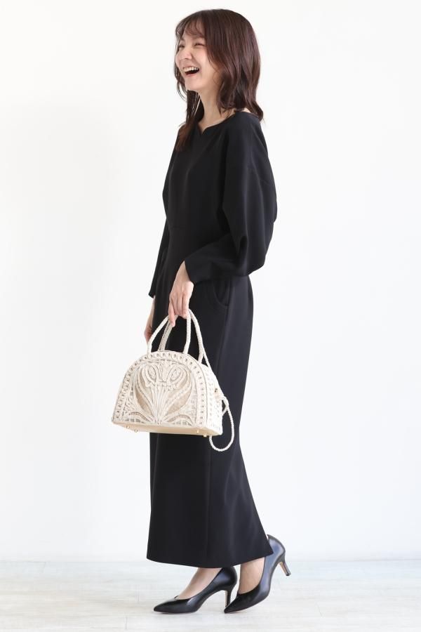 Mame Kurogouchi(マメ) Curved Line Neck Dress BLACK - YAMAROKU