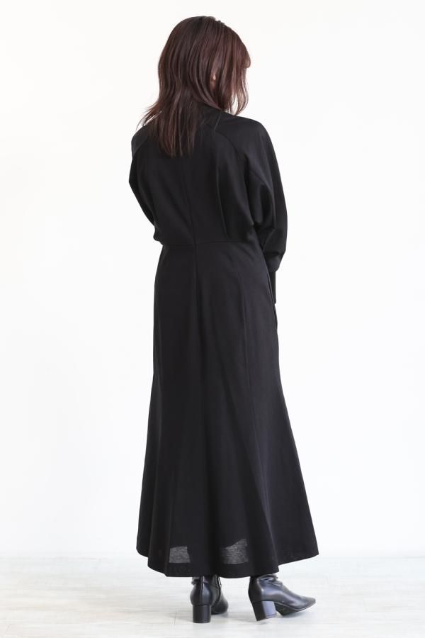 Mame V-Neck Classic Cotton Dress 黒 サイズ2