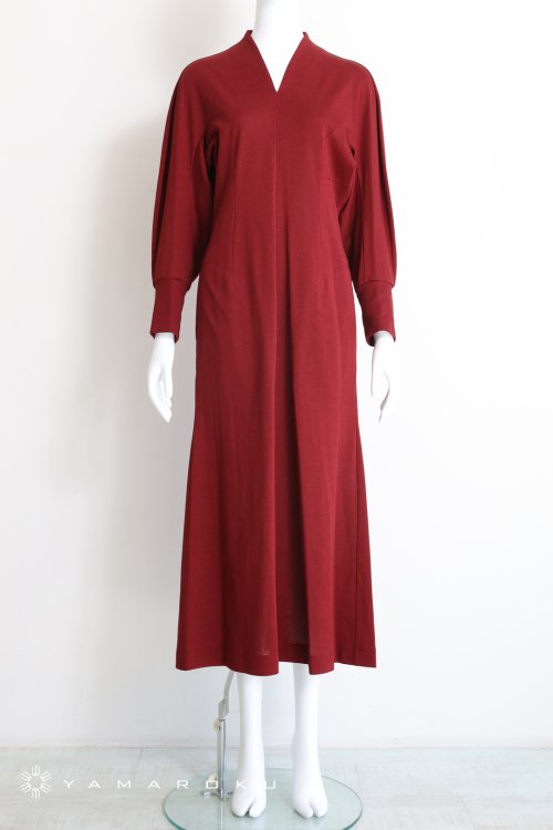 Mame Kurogouchi(マメ) V-Neck Classic Cotton Dress BORDEAUX
