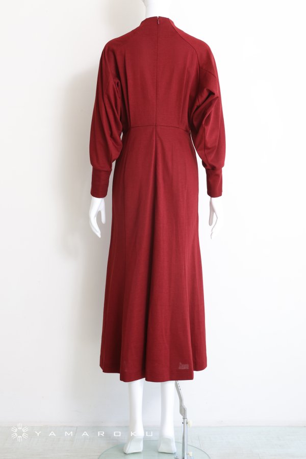 Mame Kurogouchi(マメ) V-Neck Classic Cotton Dress BORDEAUX
