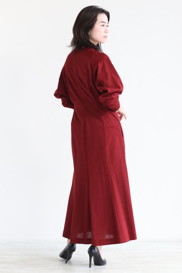 Mame Kurogouchi(マメ) V-Neck Classic Cotton Dress BORDEAUX ...