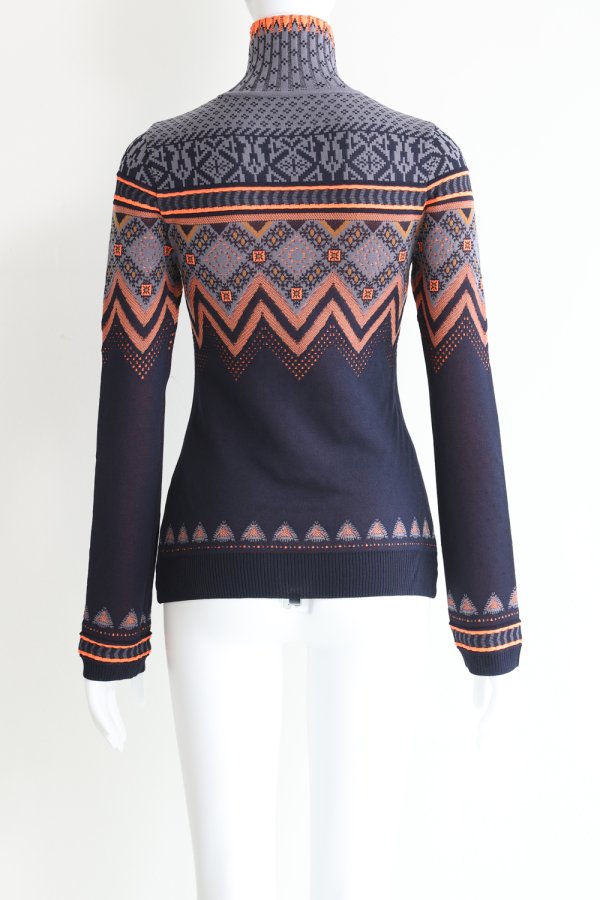 Mame Kurogouchi(マメ) Fair Isle High Neck Knitted Top NAVY