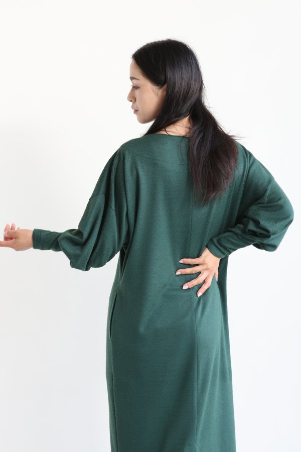 Mame Kurogouchi(マメ) Classic Jersey Dress GREEN - YAMAROKU 