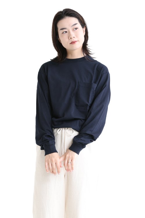 unfil(アンフィル) egyptian cotton-jersey long sleeve pocket Tee