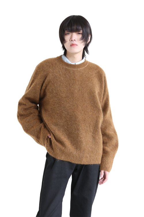 unfil(アンフィル) 【UNISEX】stretch superkid mohair sweater cognac