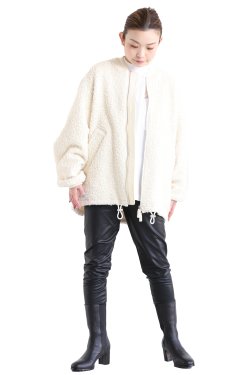 unfil(アンフィル) wool-boa bomber jacket