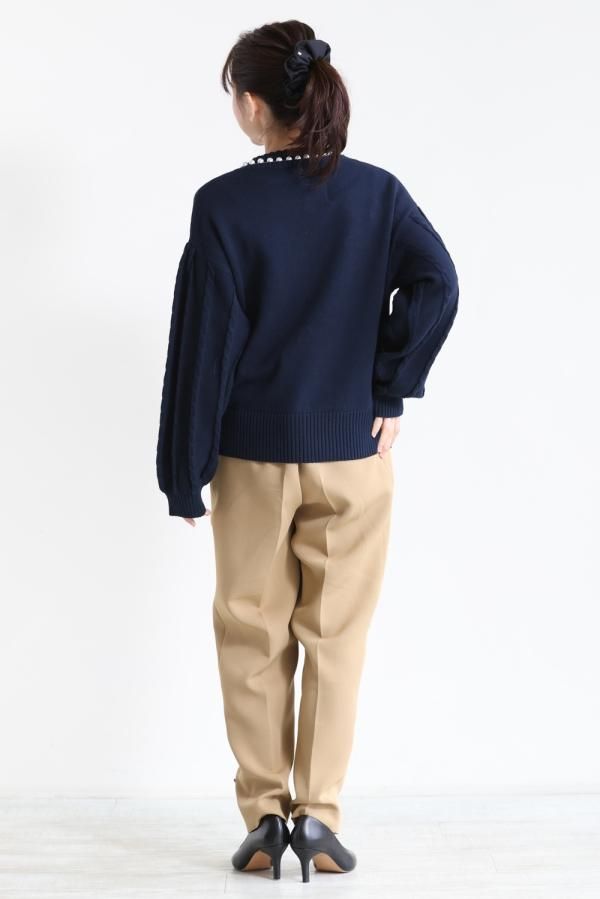 特別価格 MUVEIL(ミュベール) YAMAROKU - navy パールニットプルオーバー ニット/セーター