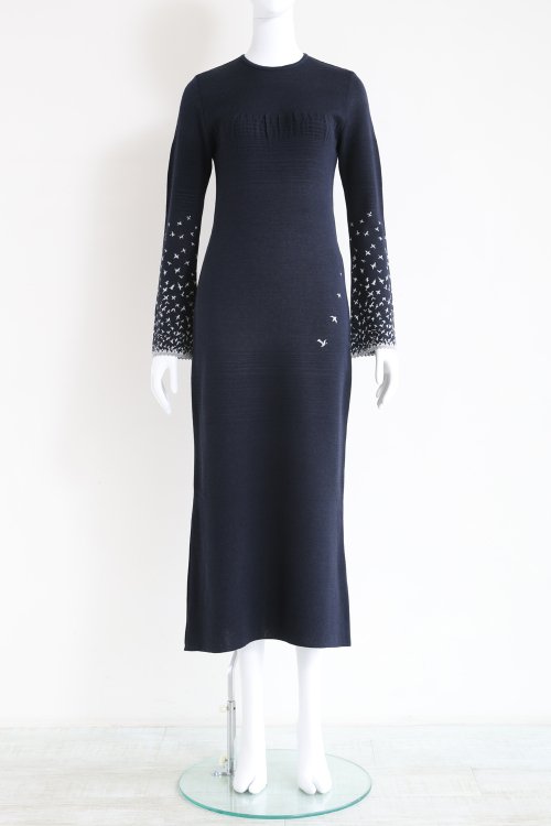 Mame Kurogouchi(マメ) Crane Pattern Jacquard Knitted Dress ...