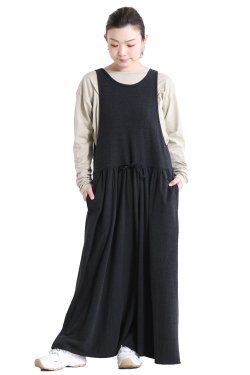 unfil(アンフィル) raw silk plain-jersey gathered dress