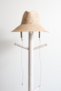 Mame Kurogouchi(マメ) Wide Brim Bao Hat with Bamboo Beaded Cords